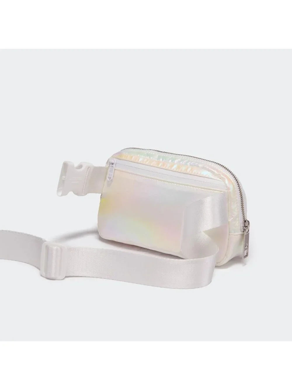 Men's Iridescent Crossbody Belt Bag Wide Zipper Adjustable Strap 3-Pockets